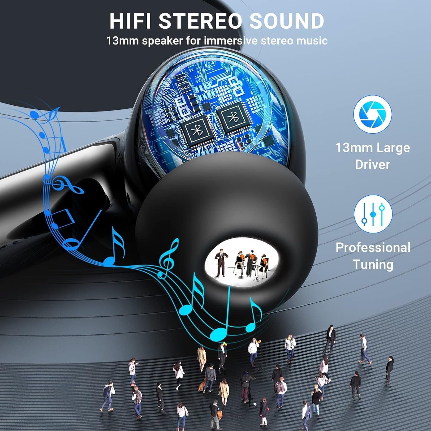 Wireless Earbuds, Bluetooth 5.3 Headphones Deep Bass HiFi Stereo, 2025 New Ear Buds with 4 ENC Noise Cancelling Mic, 42Hs Playtime In Ear Earbud, Sport Earphones with LED Power Display for Android iOS