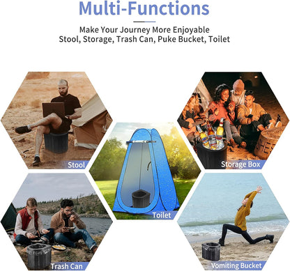 Portable Toilet for Camping, Portable Potty for Adults, Porta Potty Travel Toilet Commode Bucket Toilet for Camping, Car, Travel, Outdoor, Hiking, Backpack, Trips, Tent, Boat, Beach, Traffic Jam, Home