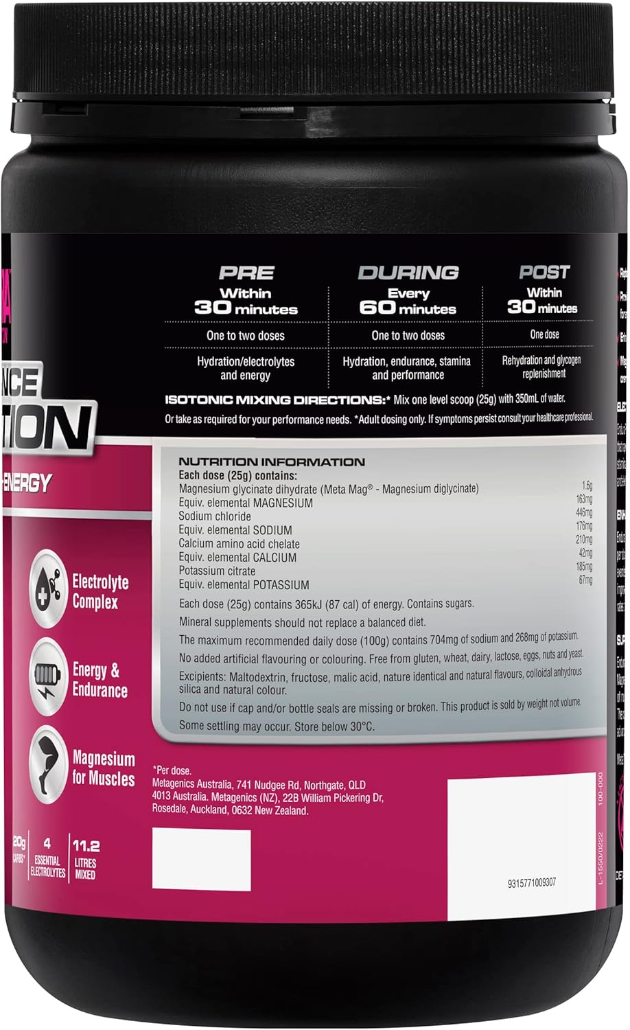 Endura Performance Hydration Raspberry 800g