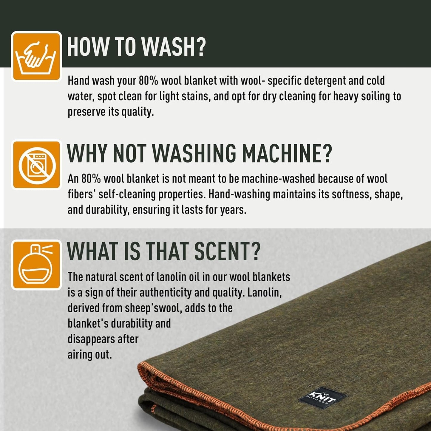 Knit Outdoor Large Military Wool Blanket - Warm & Thick Emergency Survival Blanket Great for Camping, Outdoors, Sports Events, Picnics, 4.5 lbs, 64" x 88" (Olive Green)