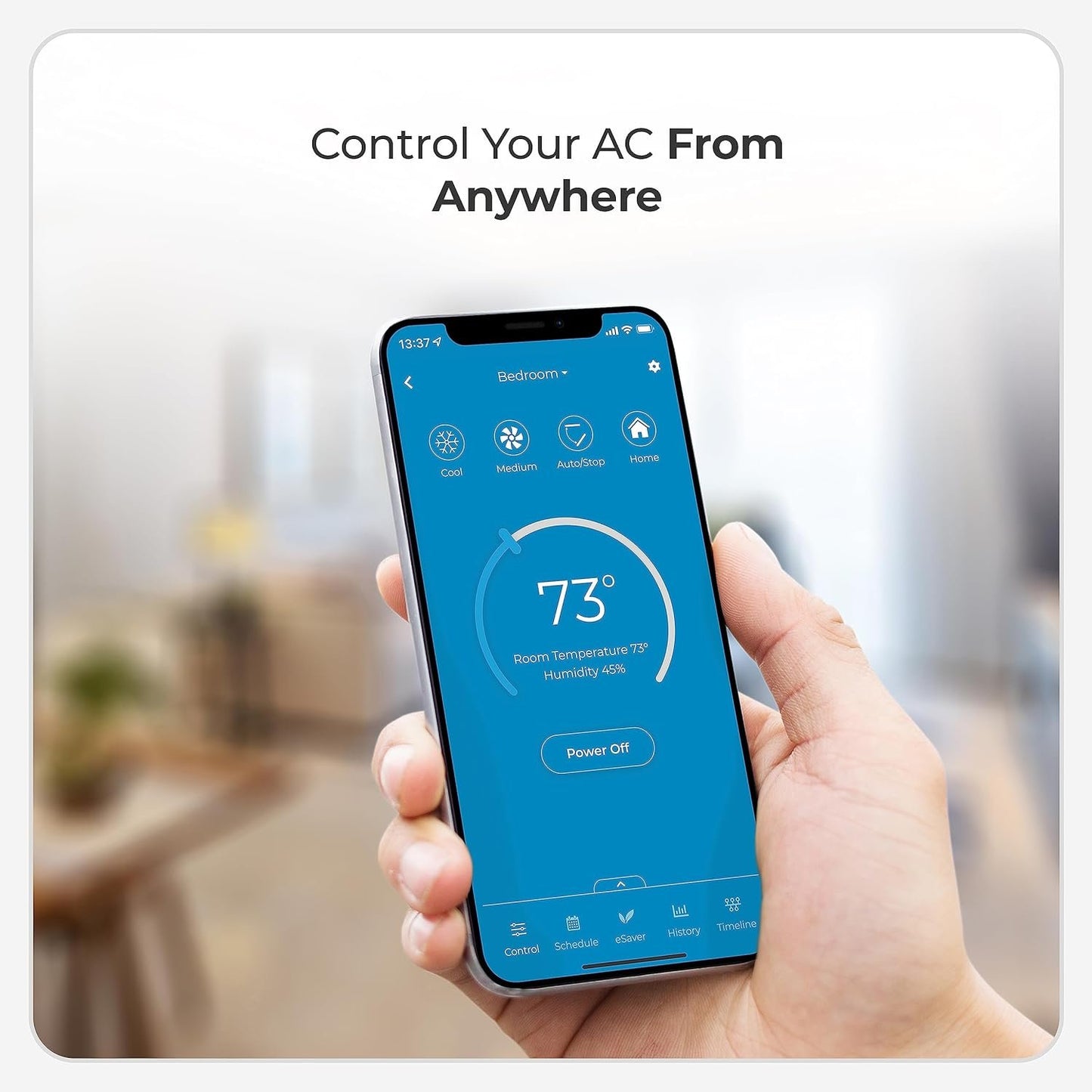 Breez Max | ENERGY STAR CERTIFIED Smart AC Controller | WiFi Thermostat for Mini-Split, Window, Portable ACs/Heat Pumps | AI-Based Tech | Free App, No Subscriptions | Alexa, Google, IFTTT etc. (White)