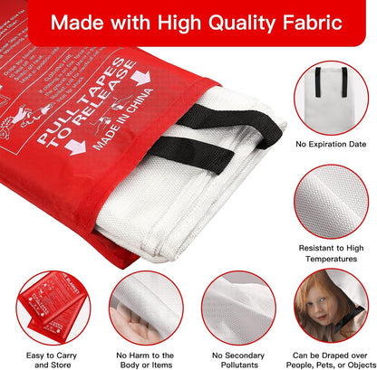 Emergency Fire Blanket for Home and Kitchen - 3.3ft x 3.3ft Fire Extinguishers for The House Prepared Fire Blankets Emergency for Home Hero Fireproof Fire Retardant Blankets Grease Spray Smother