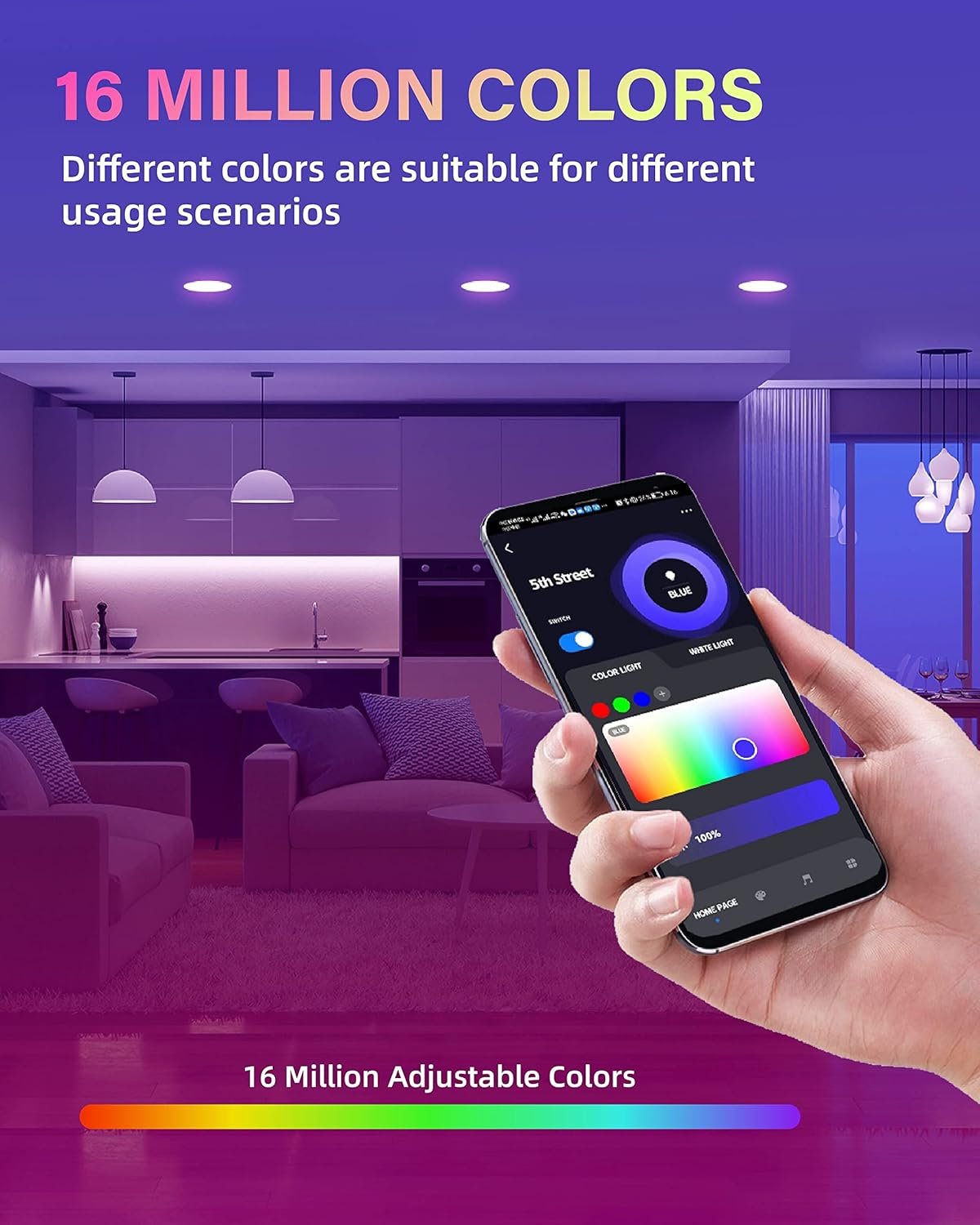 16 Pack Smart Recessed Lighting 6 Inch, Ultra-Thin LED Recessed Lighting 12W 1200LM Smart Downlight with Junction Box, Compatible with Alexa/Google Assistant, Hub Included - ETL and Energy Star