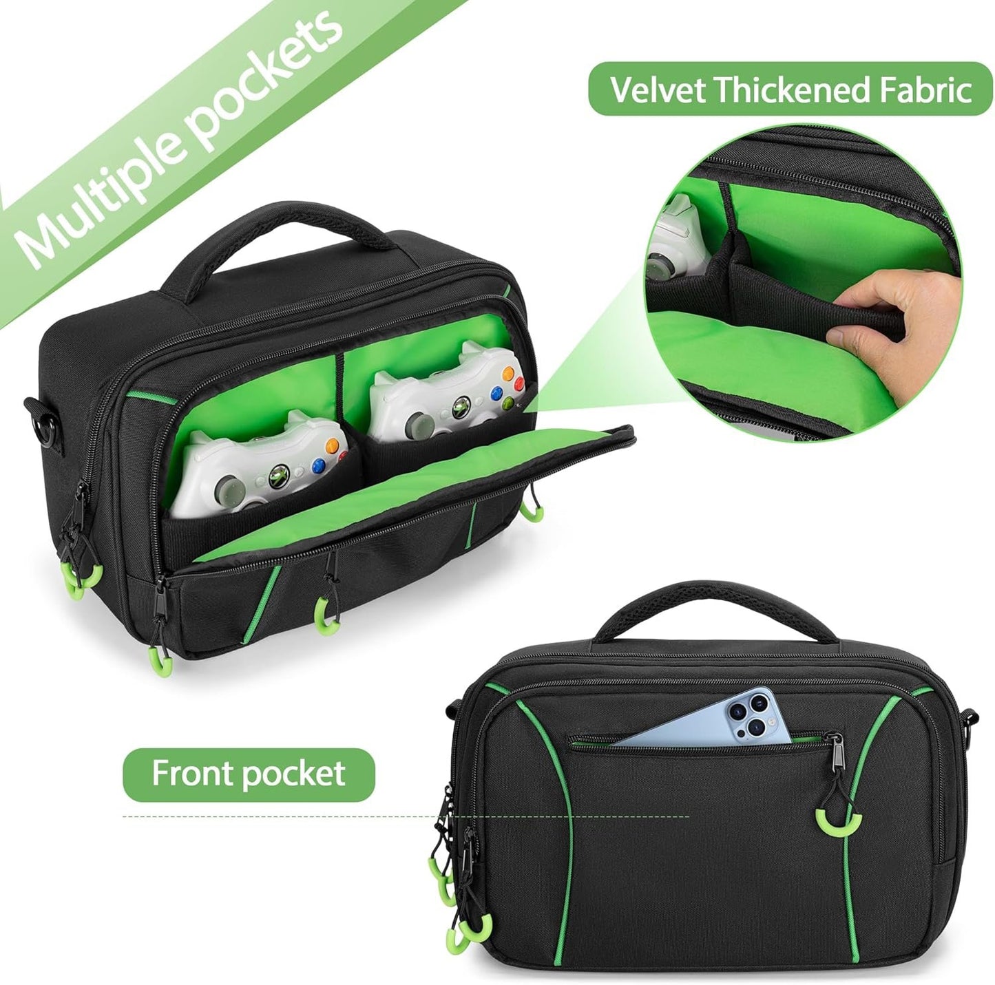 PGmoon Travel Carrying Case Compatible with Xbox Series S, Storage Carry Bag with Padded PE Foam Liner for Controllers, Cables and More Accessories (Patent Design)