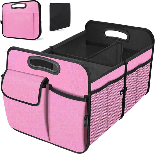 HABOPET Collapsible Car Storage - Multi-Compartment Organizer for SUV, Car, Mini-Van, Pink