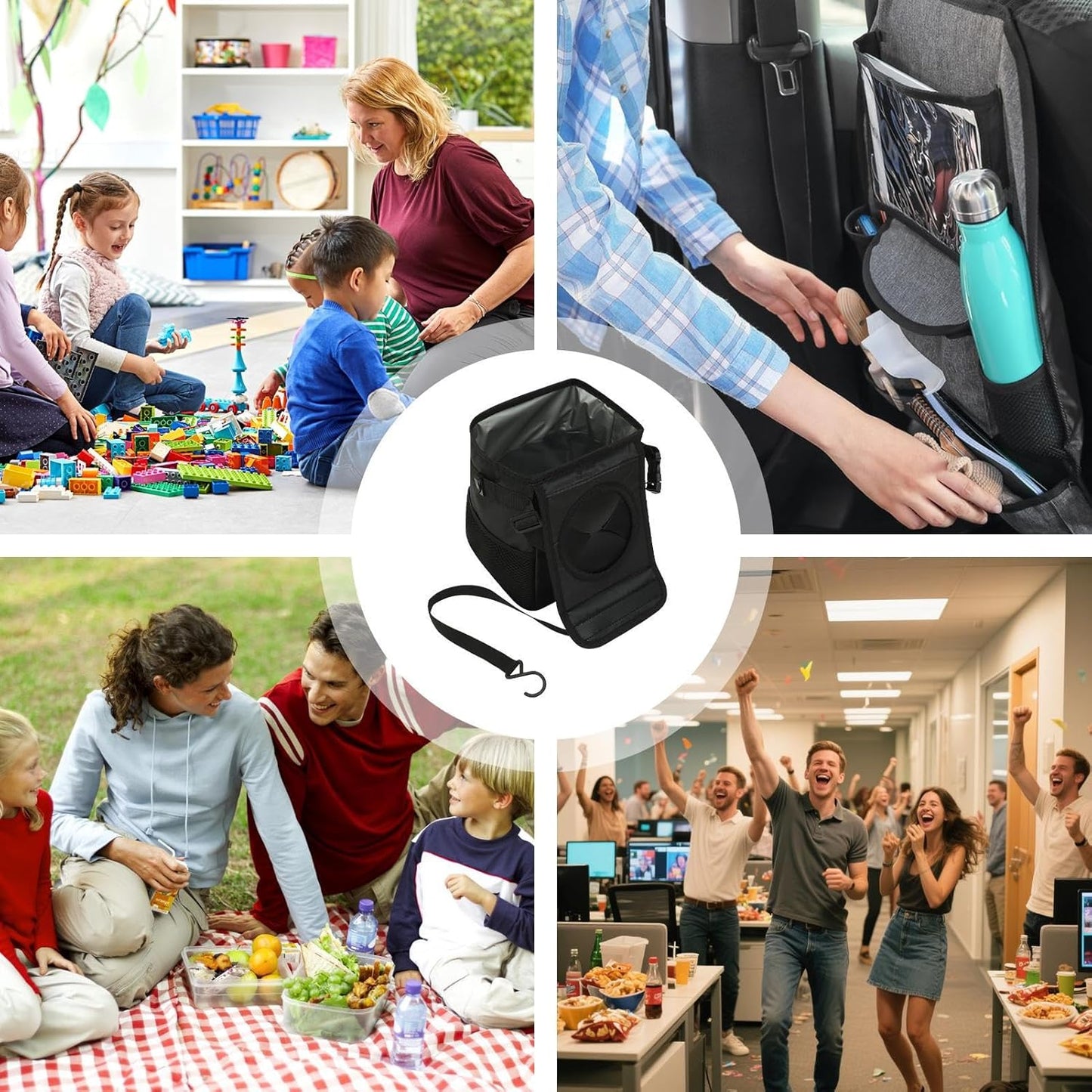 mivceklw Car Trash Can, Foldable Waste Bin, Leakproof Garbage Container, Portable Storage Reusable Design Black 1 Pack for Road Trips, Travel, Camping, Daily Use, 1 pezzo