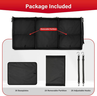 Simple Deluxe Car Trunk Organizer, Multi Compartments Collapsible Trunk Storage, Anti-slip, Waterproof 600D Oxford Polyester, with Adjustable Straps for SUV, Minivan, Truck, Large Size, Black New