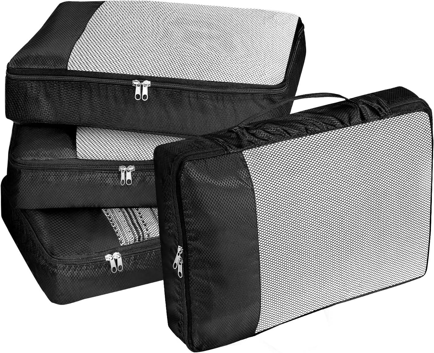 4-Piece Black Space-Saving Suitcase Organizer Suitcase Travel Organizer for Underwear Footwear Clothes