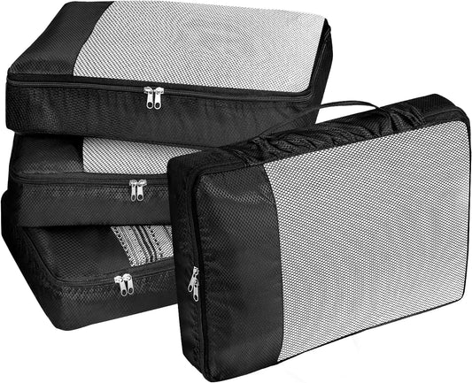 4-Piece Black Space-Saving Suitcase Organizer Suitcase Travel Organizer for Underwear Footwear Clothes