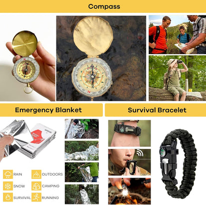 Survival Kit, Emergency kit and First Aid Kit for Outdoor, Survival Gear with Molle System, Professional Tools for Camping, Earthquake, Outdoor Adventure, Hiking and Hunting