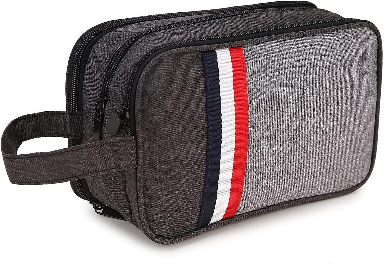Mens Toiletry Bag,RAVUO Water Resistant Travel Toiletry Organizer Dopp Kit Shaving Bag for Toiletries Accessories (Black)