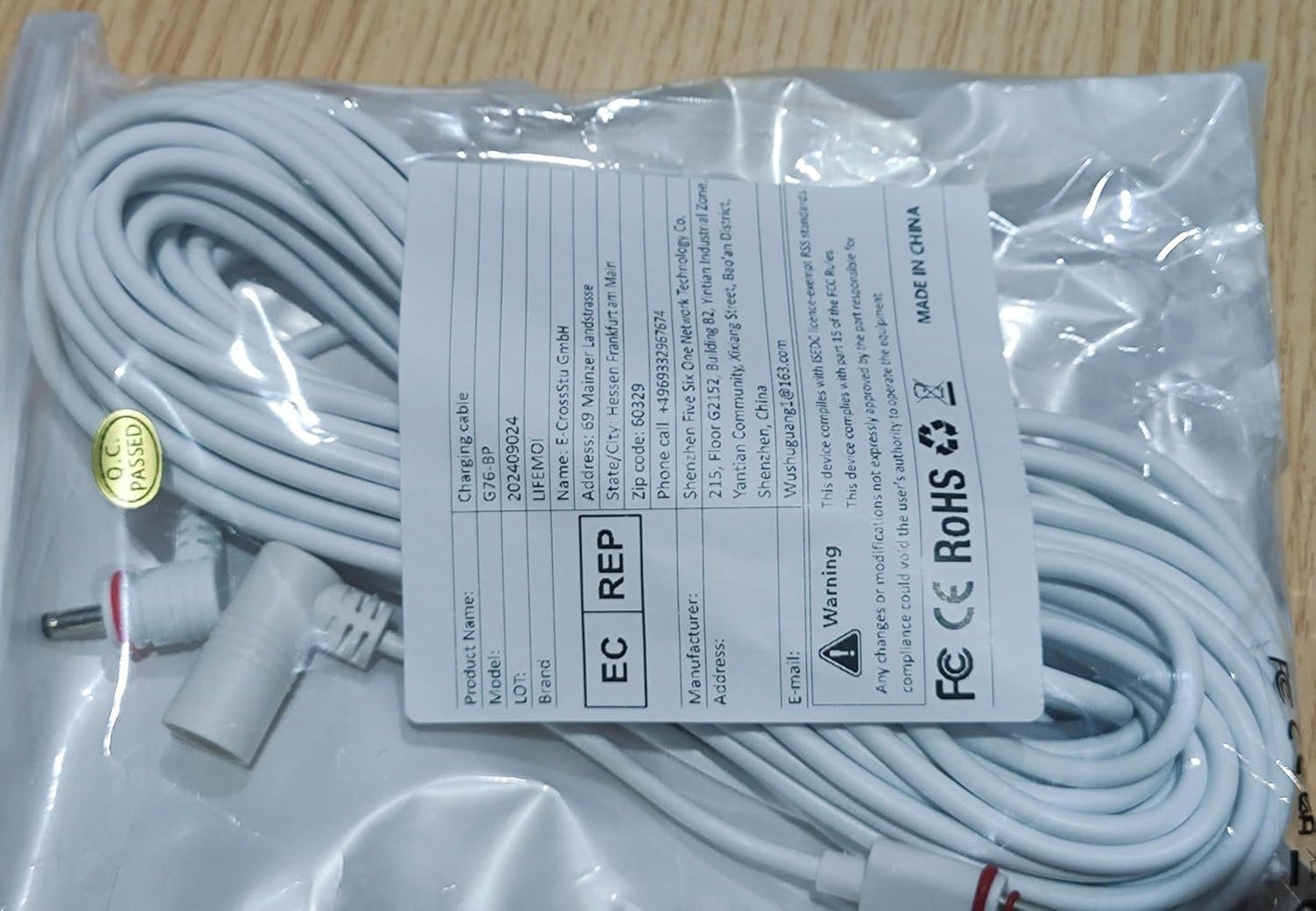 1Pack 24.9 ft/7.6m USB Power Charging Cable with Type-C Adapter Cable and LED Alert Light, Compatible with Ring Camera (Spotlight Cam, Stick Up Cam/Pro, Spotlight Cam Plus/Pro)