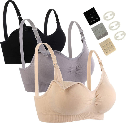 Grestar 3 Pack Nursing Bra for Woman, Seamless Breastfeeding Bras