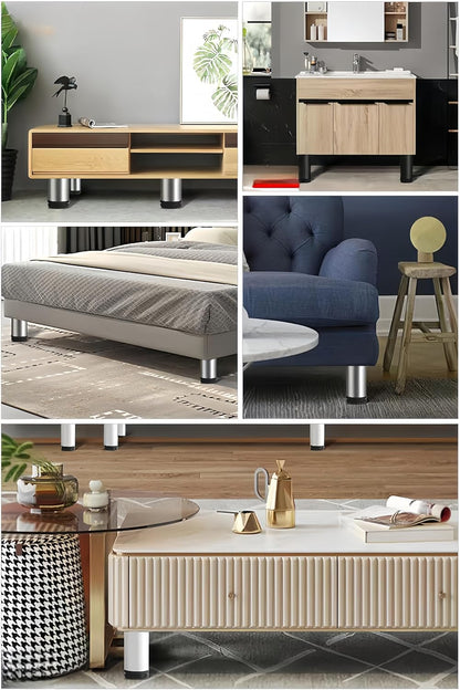 MIEGUIWOR 4 Pieces Furniture Feet, Adjustable Stainless Steel Furniture Feet, Furniture Feet for Cabinet, Sofa, Table, Bed, with Stainless Steel Screws (White, 25 cm)
