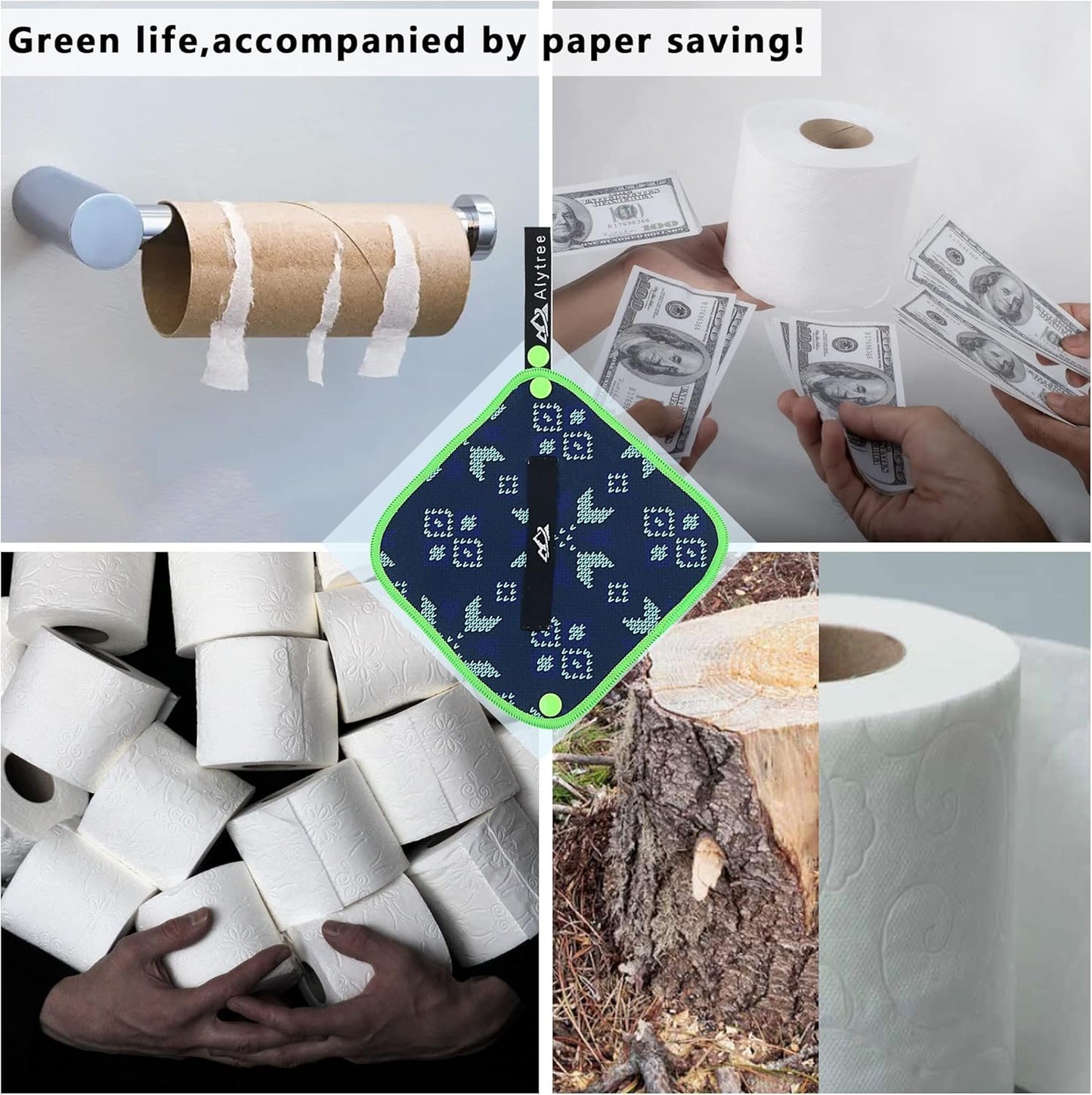 Alytree 2PCS Pee Cloth Silver Infused for Women Hiking, Pee Rag,Reusable Toilet Paper,Hygienic Female Urination Solution for Camping and Travel