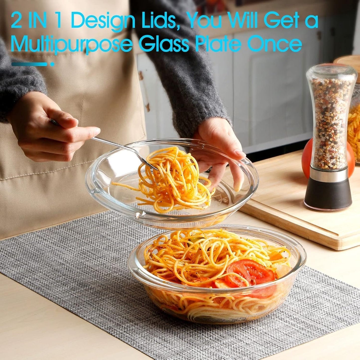 Oven Safe Glass Bowl with Lid | 1.5L/2L Borosilicate Bakeware | Microwave & Dishwasher Safe Casserole Dish for Baking Roasting Storage, Yogurt Making Oven Safe Glass Bowls with Lids (1.5L)