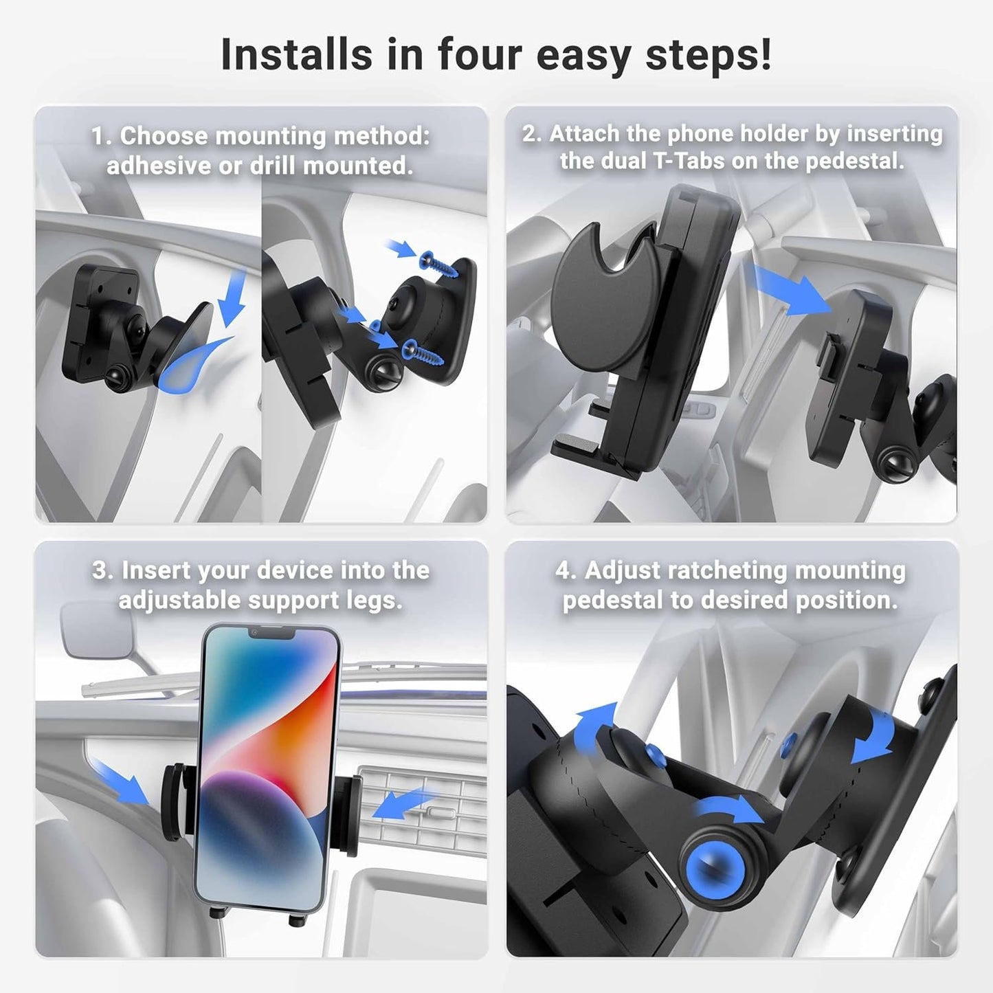 ARKON Mounts Adhesive Car or Truck Phone Holder Mount Compatible with iPhone 14 13 Pro Max Samsung Galaxy S22 S21 SM428