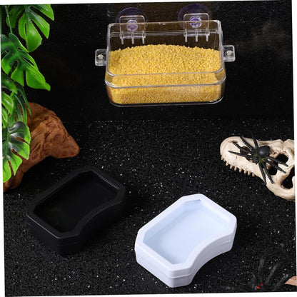 BCOATH 2Pcs Reptile Feeder Cup and Water Dish Escape Feeding Bowl with Transparent Design for Lizard Bearded Dragon Gecko for Watering and Feeding Reptiles