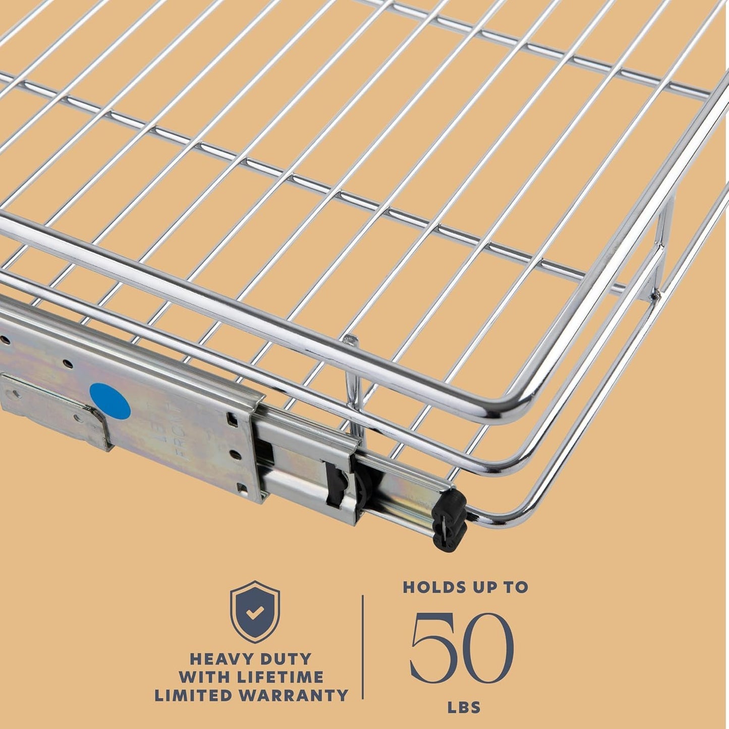 HOLDN’ STORAGE Pull Out Cabinet Organizer, Heavy Duty Caddy w/Lifetime Limited Warranty -20”W x 21”D - Requires At Least 21-1/4” Cabinet Opening, Steel Metal Drawers Slide Out, Chrome