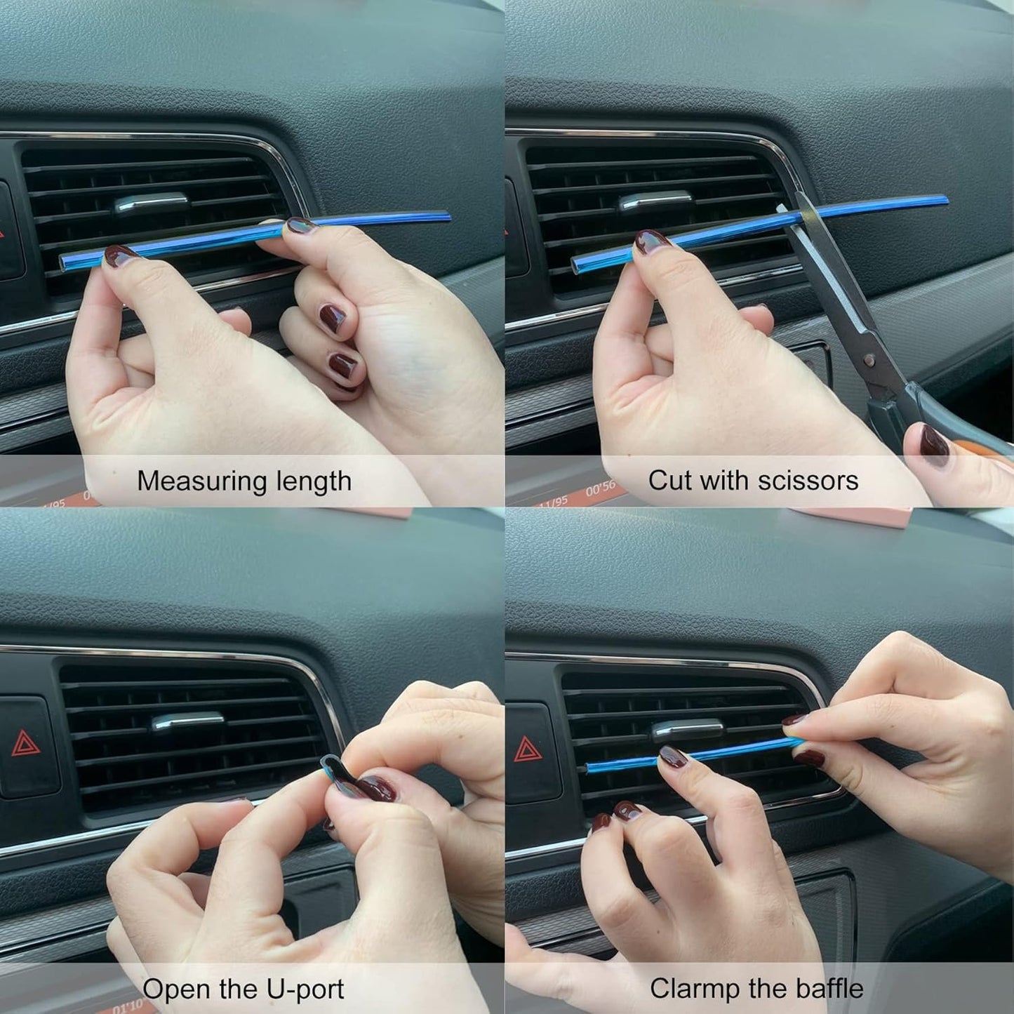 LivTee 20 Pieces Car Air Conditioner Decoration Strip, Universal Waterproof Bendable Air Vent Outlet Trim Decoration, Car Interior Accessories (Blue)