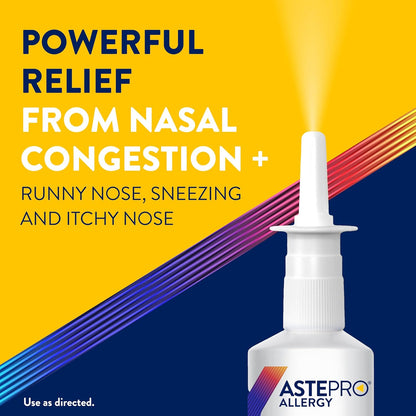 Astepro Nasal Spray and Tissue Bundle, 24-Hour Allergy Relief, Steroid-Free, Nasal Congestion, Runny & Itchy Nose, 200 Metered Sprays (Packaging May Vary)