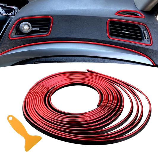 Spurtar Car Accessories Interior for Women-Universal Red Truck Accessories Car Decor Gap Fillers Automobile Moulding Line Decorative DIY Flexible Strip for Air Vent, Dashboard,16.4ft/5M