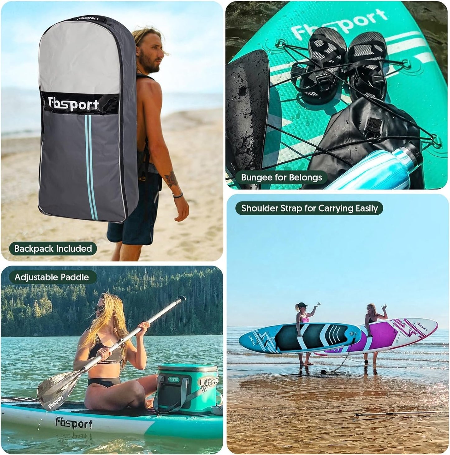 Premium Inflatable Stand Up Paddle Board Inflatable(6 inches Thick) with Durable SUP Accessories & Carry Bag | Wide Stance, Surf Control, Non-Slip Deck, Leash, Paddle and Pump for Youth & Adult