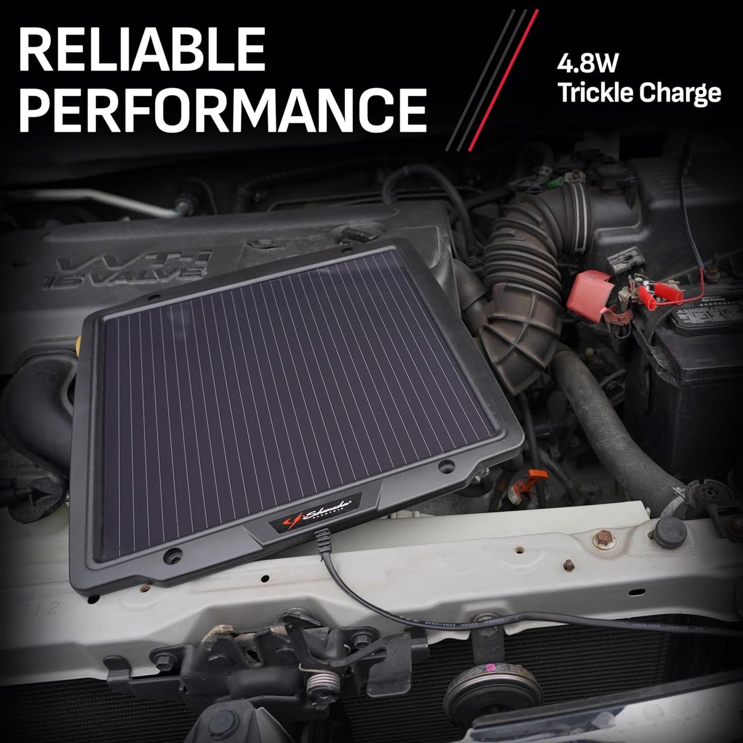 Schumacher SP-400 Solar Battery Charger and Maintainer - 4.8 Watt, 12V - For Cars, Boats, Motorcycles, Snowmobiles, Trucks, RVs , Black