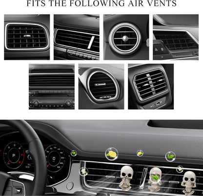 JUSTTOP 3 PCS Skull Car Air Freshener, Cool Skeleton Auto Air Freshener with Vent Clips, Air Fresheners Vent Clips Diffusers for Car Office Home Decor, Interior Car Accessories
