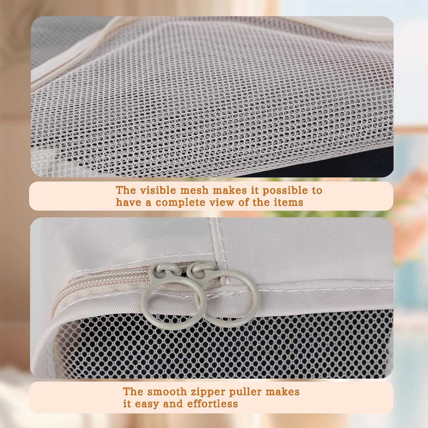 Space Saving Suitcase Organizer 8 Pieces - Packing Cubes for Travel, Suitcase Organizer with Clothes, Shoes and Cosmetics Bags - Useful Accessories Suitcase Organizer Set (Beige)