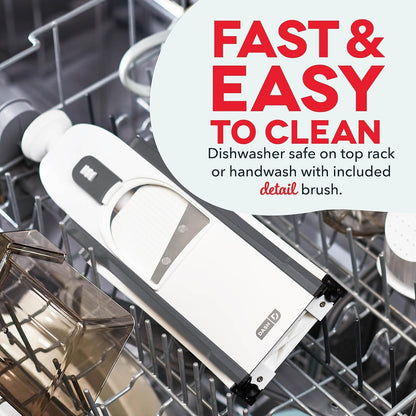 DASH Safe SliceÂ® Mandoline Slicer, Julienne + Dicer for Vegetables, Meal Prep & More with 30+ Presets & Thickness Adjuster - Grey