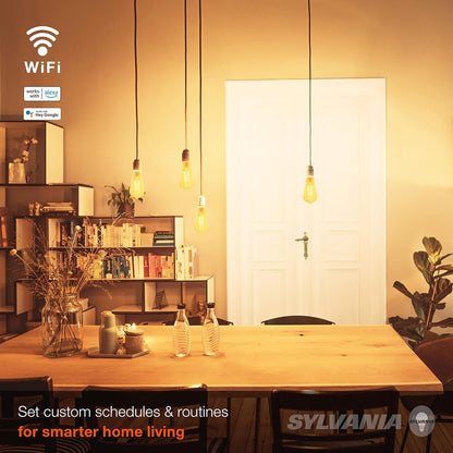 Sylvania WiFi LED Smart ST19 Amber Finish Light Bulb, 3.5W Efficient, for Alexa/Google Assistant, 2000K, No Hub Required - 1 Pack (75802)