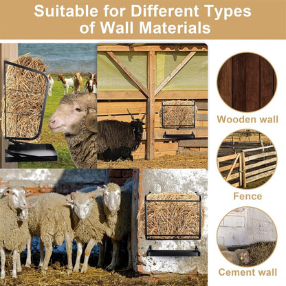 mopam Horse Hay Feeder, 23 Gallons Wall Mounted Metal Goat Hay Rack Fence Livestock Feeder for Farm Cattle Sheep Indoor Outdoor Uses 24.4''x14''x22.6''