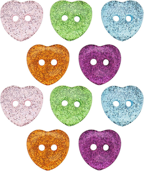 ECSiNG 100pcs Heart Shaped Colorful Buttons 12.5mm Resin for Clothing Accessories Other Projects - Pink Sky Blue Purple Orange Green