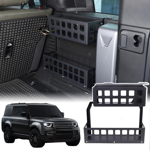 Bekantogy Trunk Right Organizer Compatible with Land Rover Defender 110 2020-2024 Aluminum Alloy Shelf Trunk Right Side Organizer Storage Box Basket Accessories