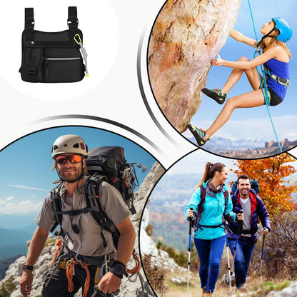 Chest Holster, Adjustable Multifunctional Chest Bag, Wear-Resistant Vest with 3D Cut, for Hiking, Gym, Sports, Motorcycle, Workout, Hunting, Outdoor Gear Utility, Black, Please refer to description
