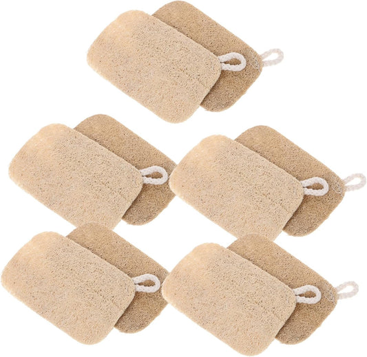 FRCOLOR 10pcs Natural Loofah Dish Sponge for Kitchen Stubborn Removal Easy Maintenance Multipurpose Loofah