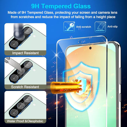 [3+3 Pack] for Samsung Galaxy S24 FE Screen Protector, 9H Tempered Glass, Ultrasonic Fingerprint Compatible, HD Clear Case Friendly for Samsung S24 FE Tempered Glass Screen Protector 5G