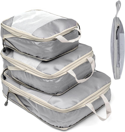 Suitcase Organizer Compression Packing Expandable Travel Suitcase Organizers, Grey 3 Pieces