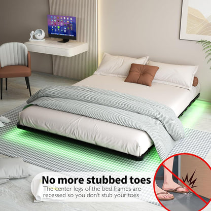 Floating Bed Frame Queen Size with Smart LED Lights Metal Platform Bed Easy Assembly No Box Spring Needed (Queen)