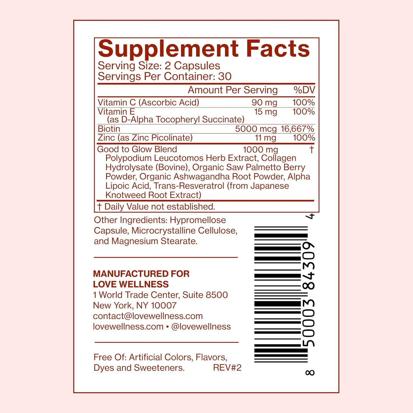 Love Wellness Good to Glow | Collagen Supplement with Biotin, Vitamin C, E, Ashwagandha & Zinc | Promotes Smooth, Glowing & Clear Skin | Enhances Smoothness & Promotes Healthy Skin | 60 Count