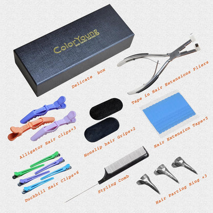 Flat Surface Sealing Hair Extension Plier Tools Kit Tape in Pliers For Tape in Hair Extension (Silver Mirror Polish)