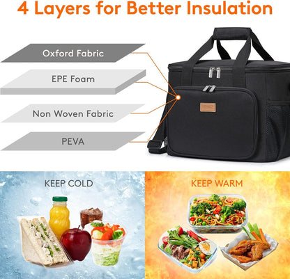 Lifewit Extra Large Collapsible Cooler Bag, Insulated Lunch Bag for Adults, Leakproof Soft Sided Portable Cooler Bag for Outdoor Travel Beach Picnic Camping BBQ Party, Black, 40-Can (24L)