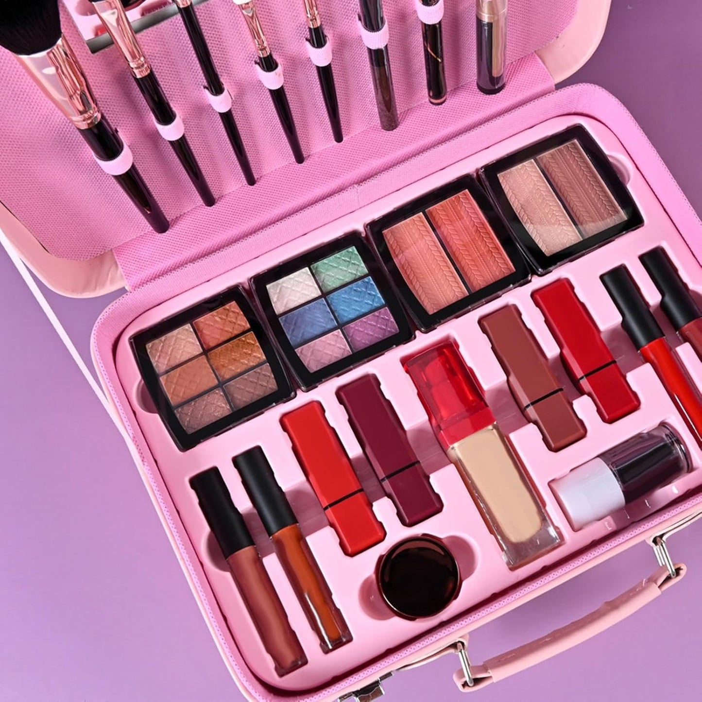 Teens Makeup Kit, Large Capacity Cosmetic Set with Reusable Case, Long Lasting Dress Up Accessories with Eyeshadow, Waterproof Makeup Palettes for Beginner, Multicolour