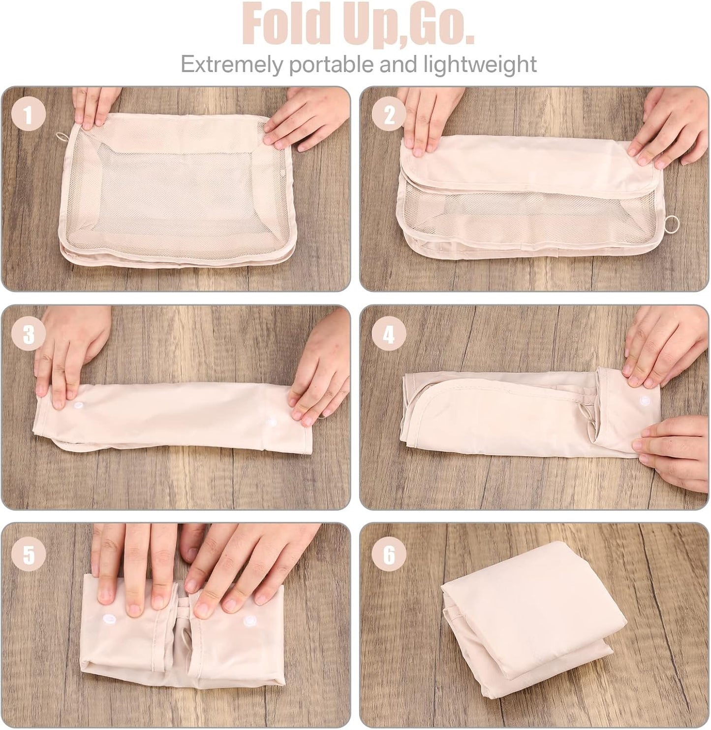 Neween 8 Set Packing Cubes for Suitcases, Travel Luggage Organizer with Shoe Bag, Toiletry Bag & Laundry Bag, Compression Packing Cubes Set Travel Accessories Clothes Storage Bag (Beige)
