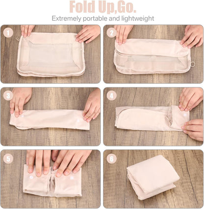 Neween 8 Set Packing Cubes for Suitcases, Travel Luggage Organizer with Shoe Bag, Toiletry Bag & Laundry Bag, Compression Packing Cubes Set Travel Accessories Clothes Storage Bag (Beige)