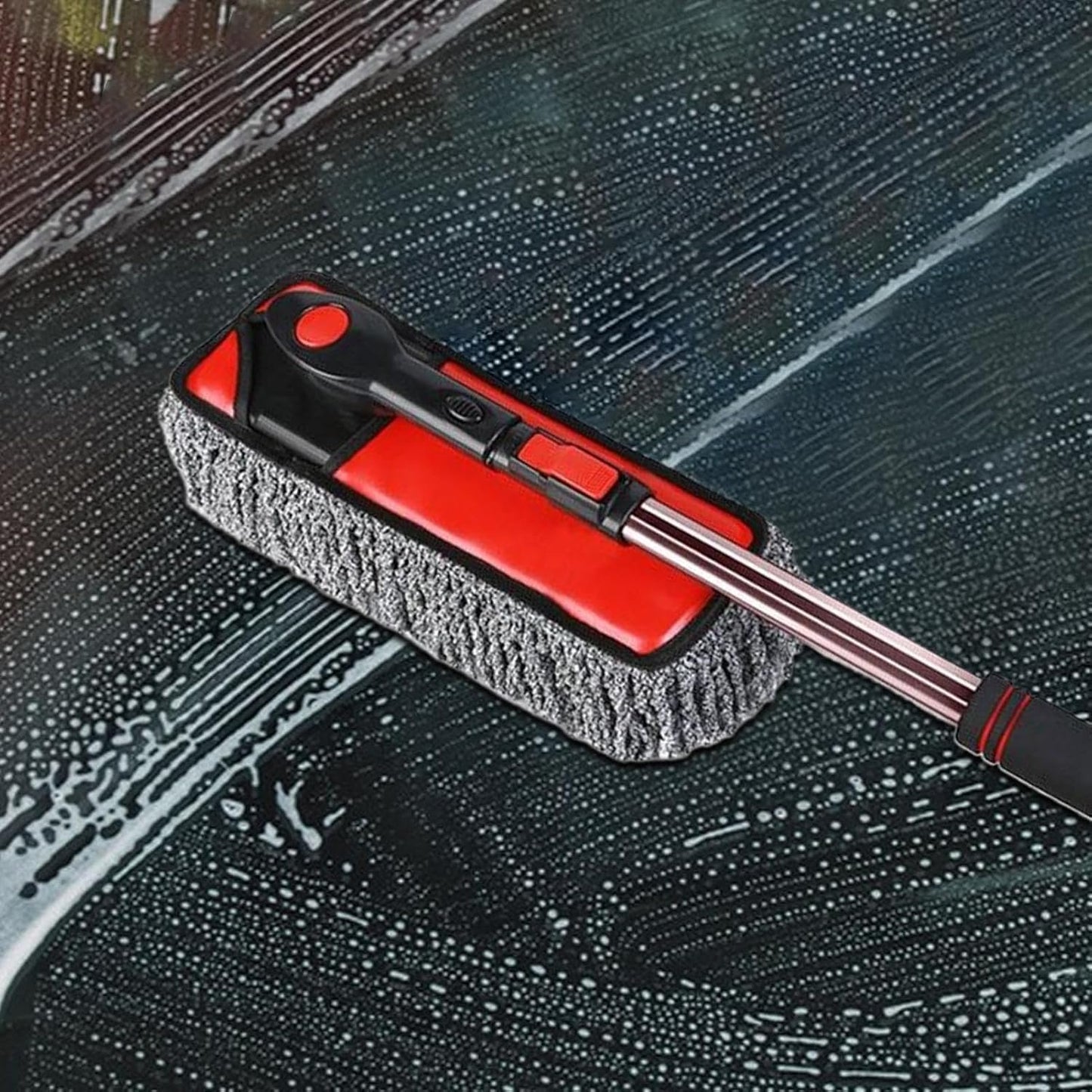 Nuhjytgf Car Washing Brush, Windshield Cleaning Tool, Auto Detailing Mop, 360 Degree Rotating Head, Extendable Lightweight Handle, 80 x 105 cm for Windshields, And Car Bodies