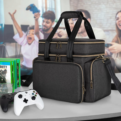 Trunab Console Travel Bag Compatible with Xbox Series X, Carrying Case with Multiple Storage Pockets for Xbox Controllers, Headset, Portable Hard Disk and More Accessories, Black (Patented Design)