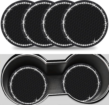 Upgraded Car Cup Holder Coaster, 4pcs Car Cup Expanding Holder Adapter Insert Coaster Car Drink Extender Auto Interior Accessories for 2.75" Mug Cup/Bottle Mat