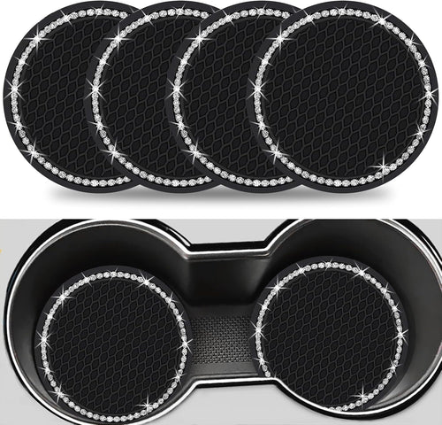 Upgraded Car Cup Holder Coaster, 4pcs Car Cup Expanding Holder Adapter Insert Coaster Car Drink Extender Auto Interior Accessories for 2.75" Mug Cup/Bottle Mat
